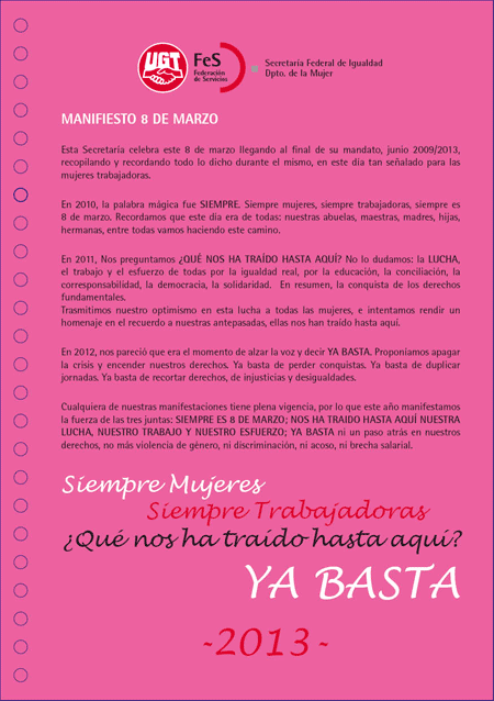 Manifiesto 8 de marzo de 2013